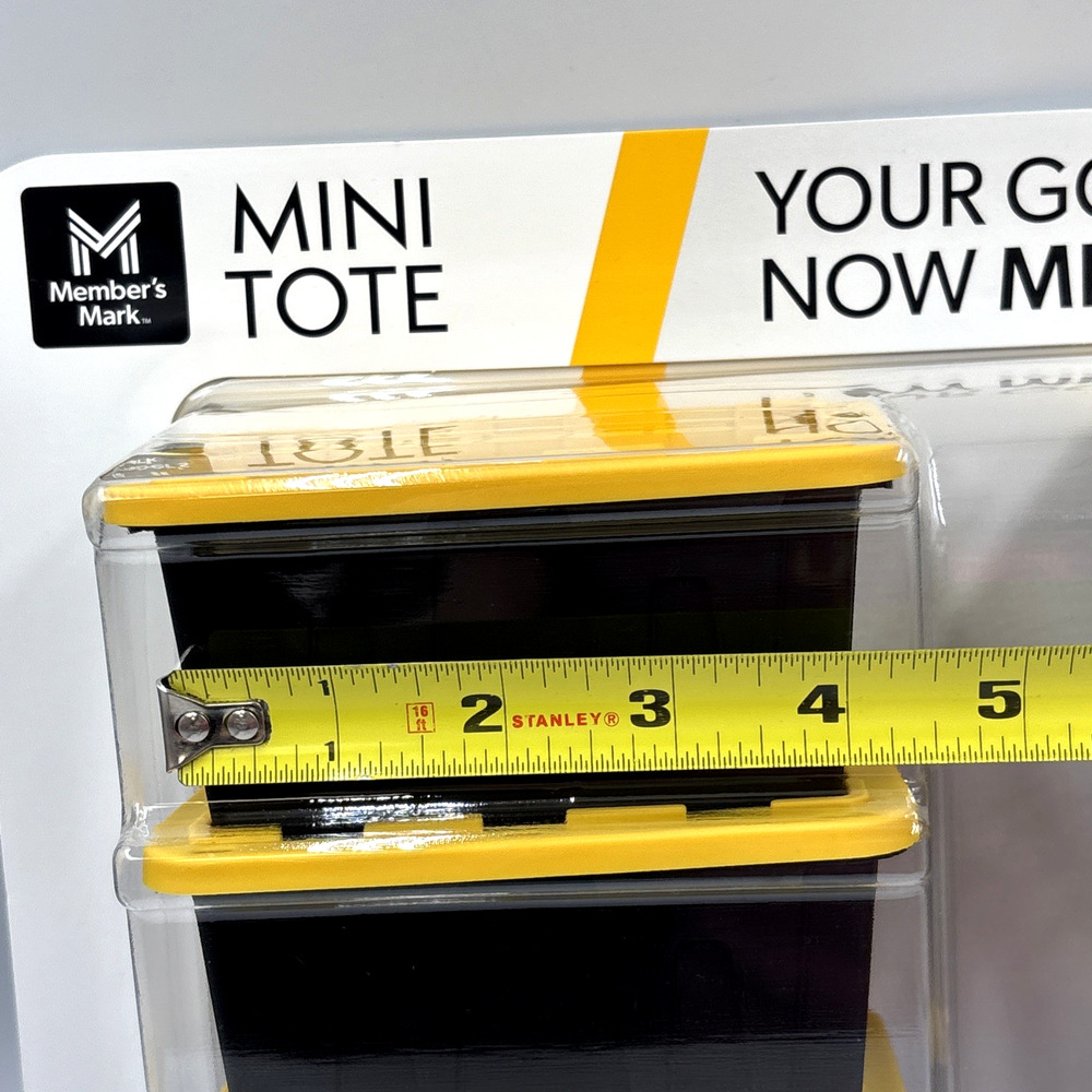 6 PACK Members Mark Mini Tote Bins Teeny Tiny Storage Container Yellow Lids - Picture 4 of 6